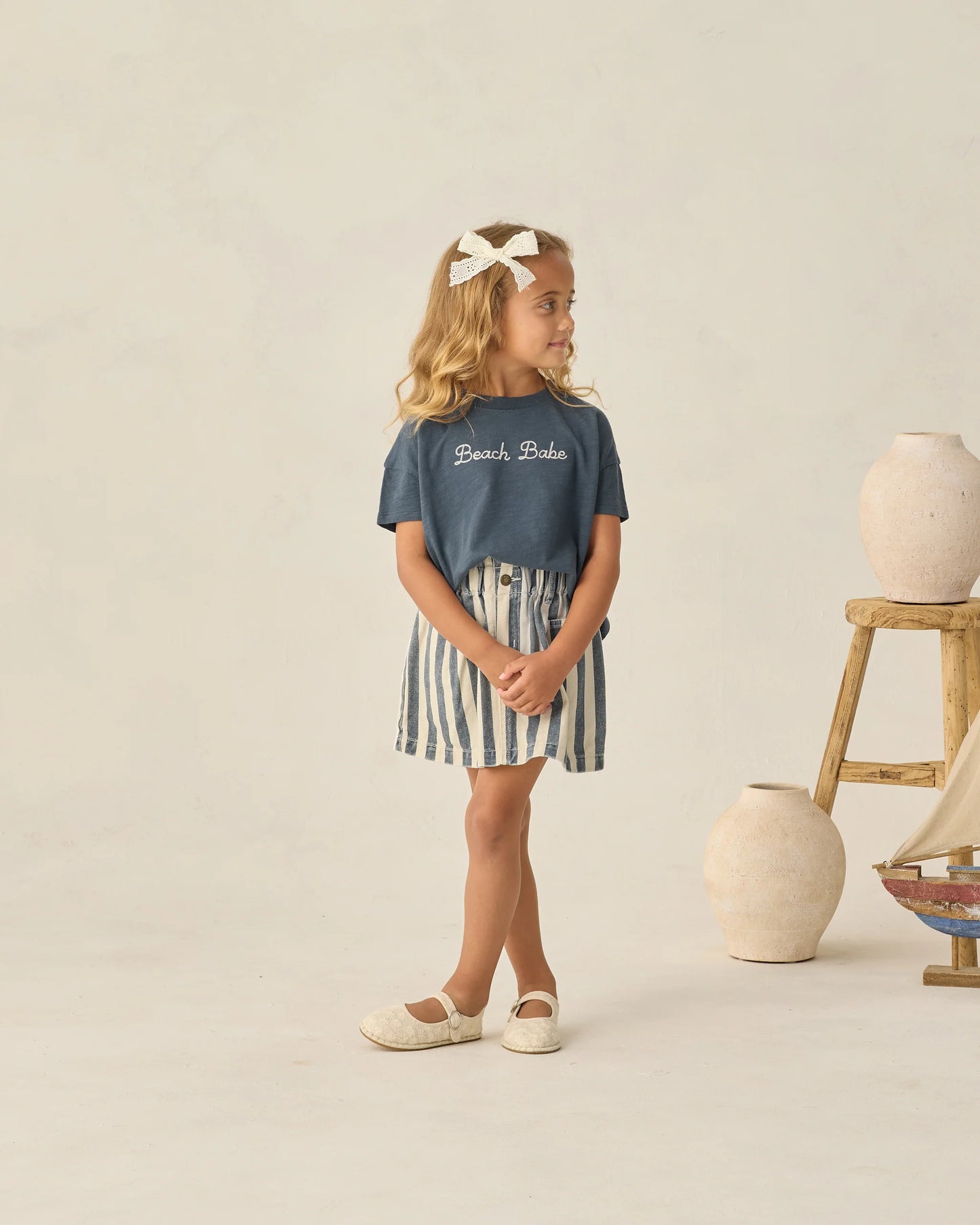 Denim Navy Stripe Skirt