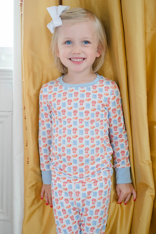Red/Blue Football 2 Pc.Pajamas