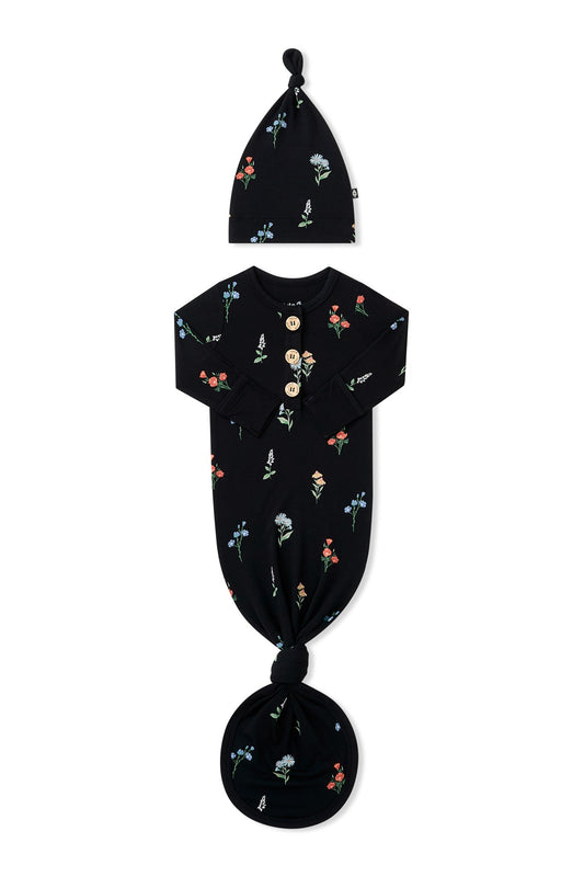 Midnight Wildflower Gown & Hat Set