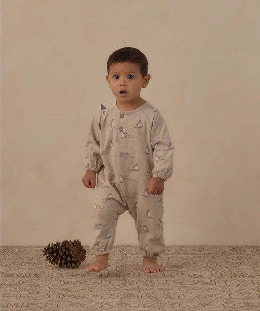 Skiing Penguins Henley Jumpsuit