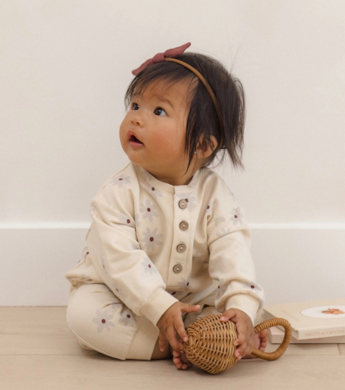 Blue Daisy Relaxed Fleece Jumpsuit