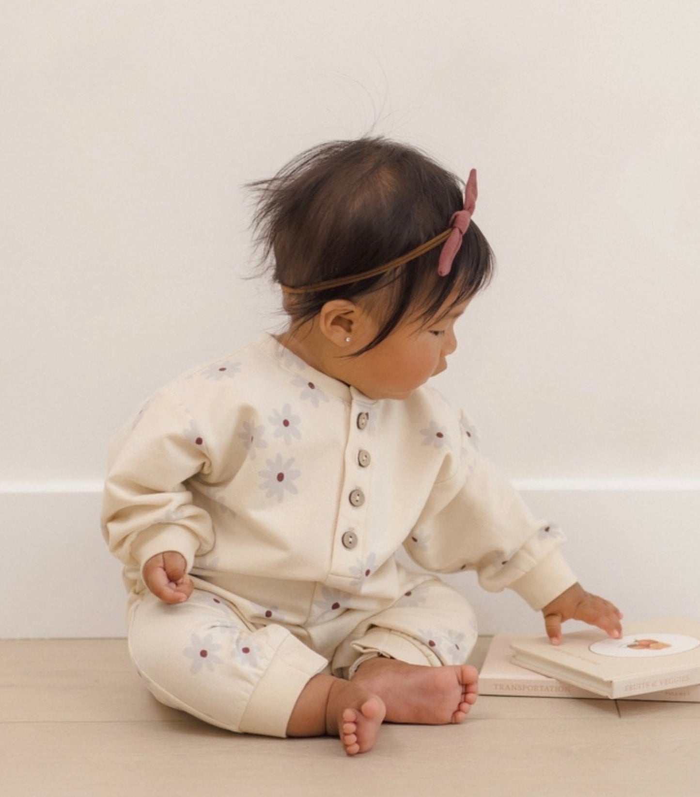 Blue Daisy Relaxed Fleece Jumpsuit
