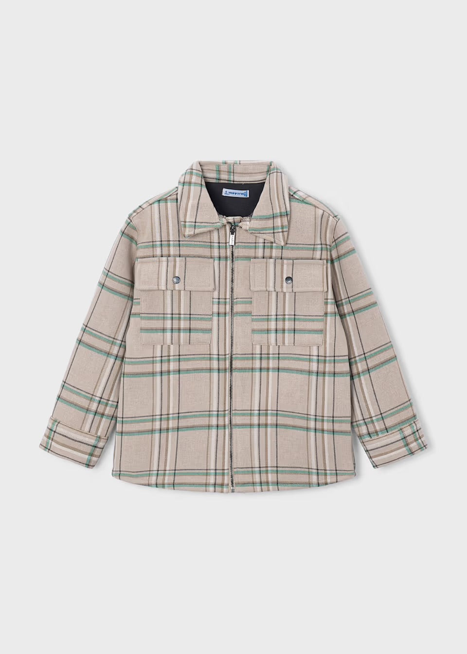 Green/Taupe Plaid Boys' Overshirt