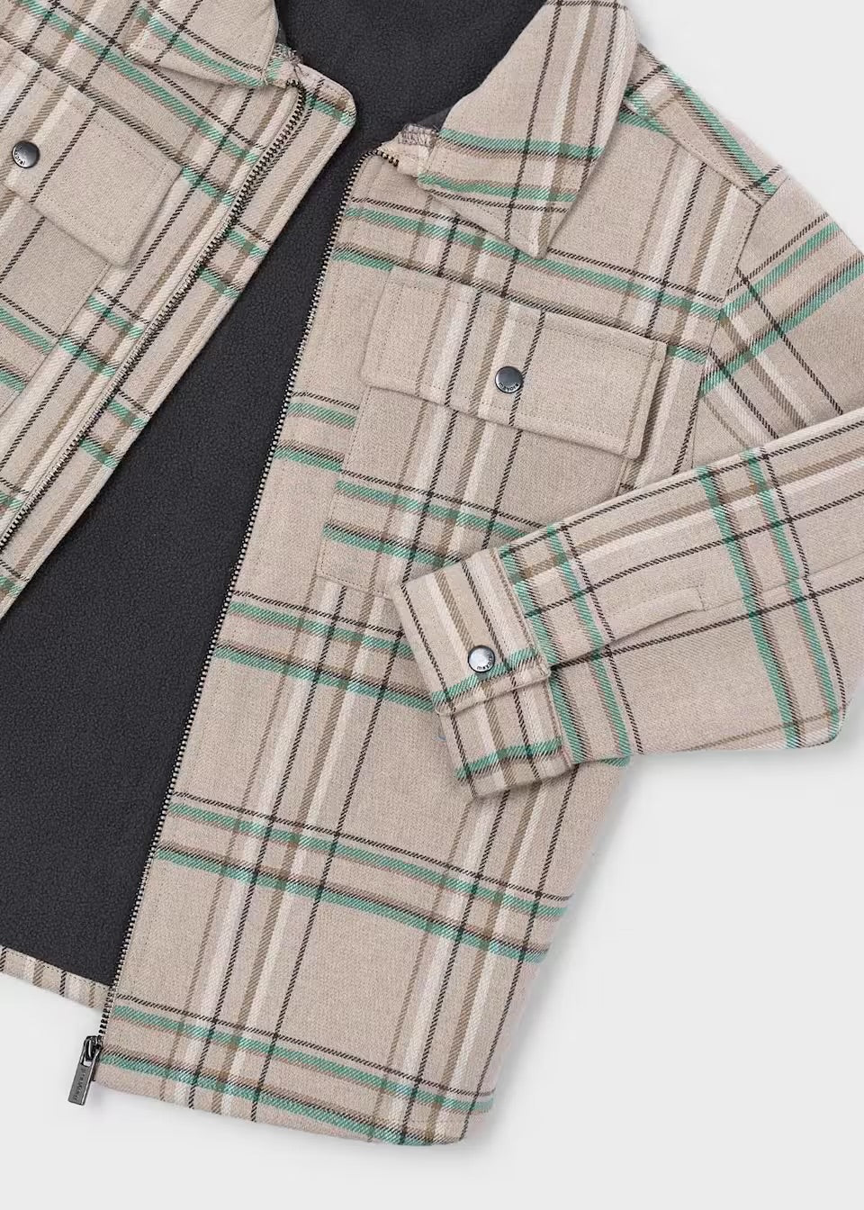 Green/Taupe Plaid Boys' Overshirt