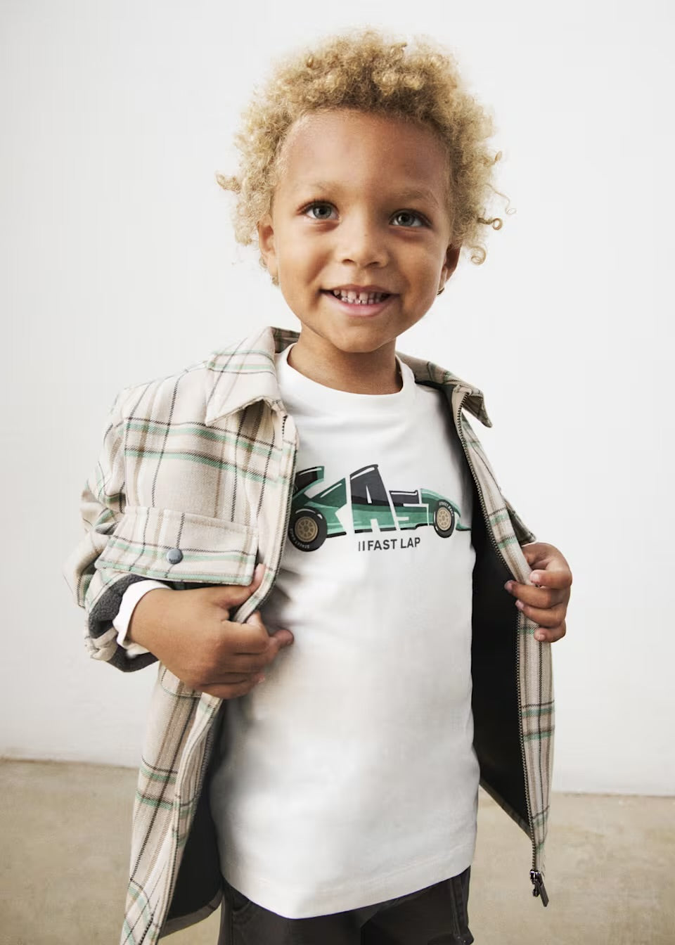 Green/Taupe Plaid Boys' Overshirt
