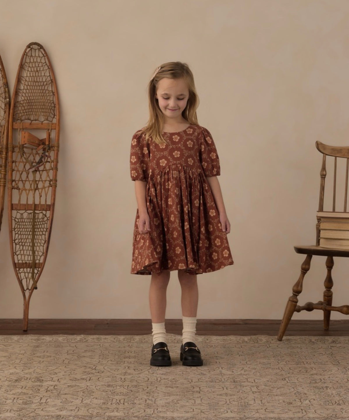 Brick Daisies Rose Dress
