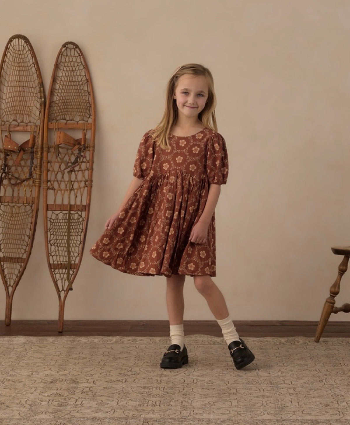 Brick Daisies Rose Dress