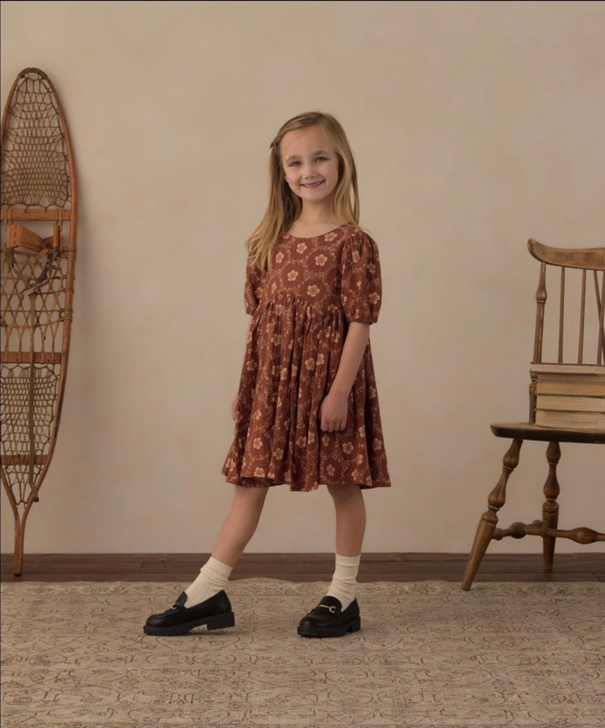 Brick Daisies Rose Dress