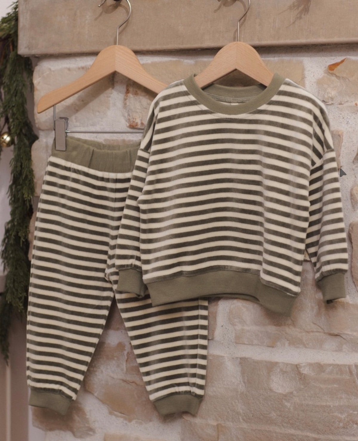 Spruce Stripe Velour Relaxed Sweatshirt