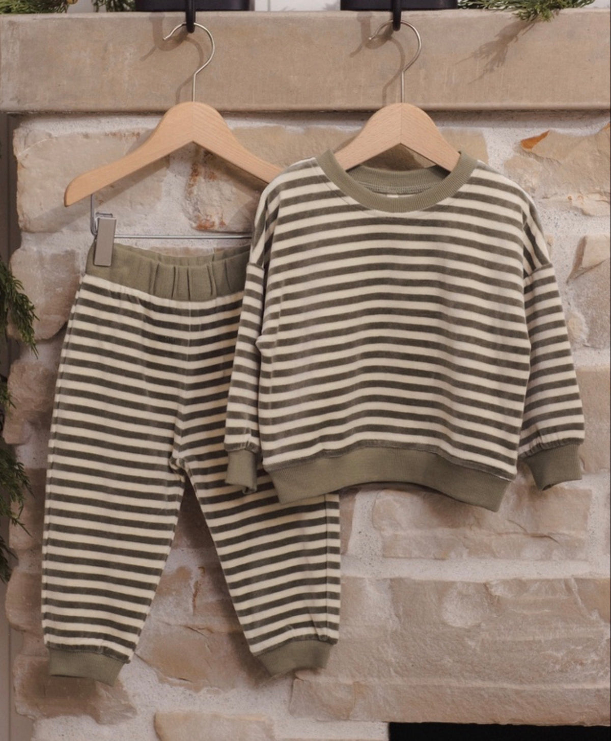 Spruce Stripe Velour Relaxed Sweatshirt