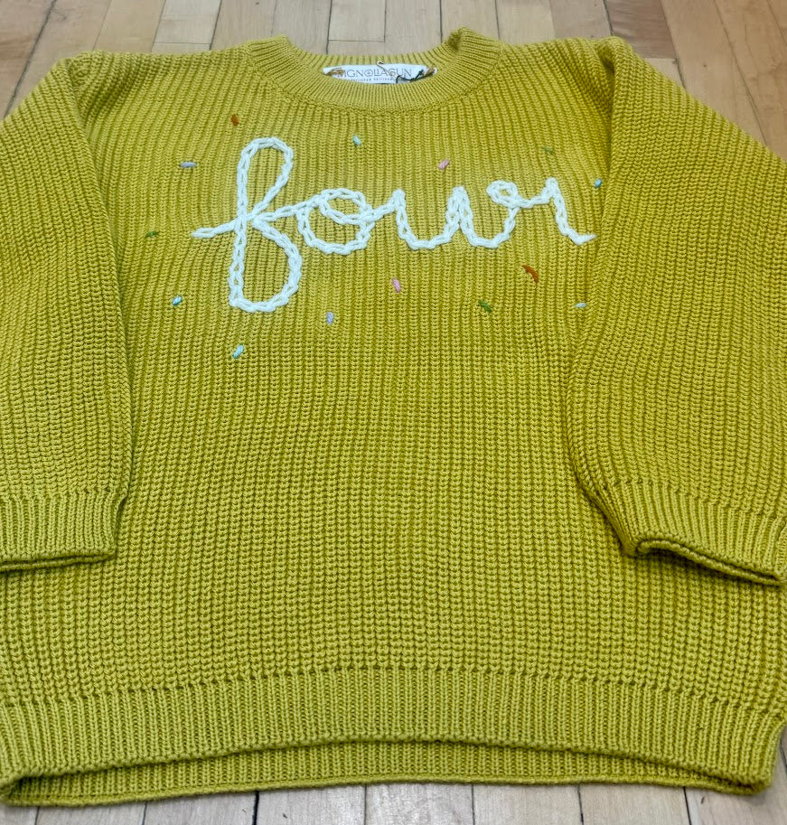 "FOUR" Birthday Sweater