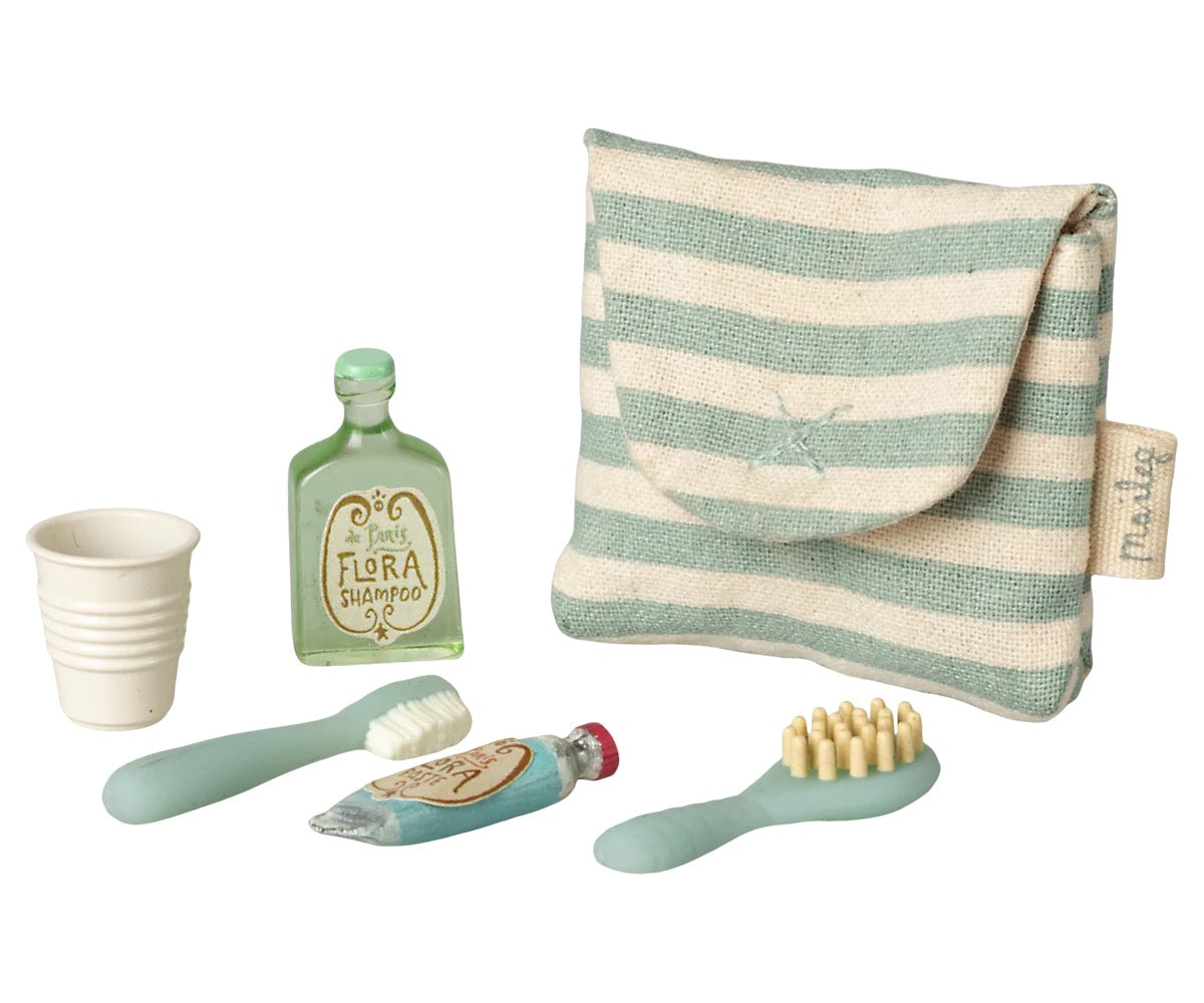 Toothbrush Set In Bag, Blue Stripe