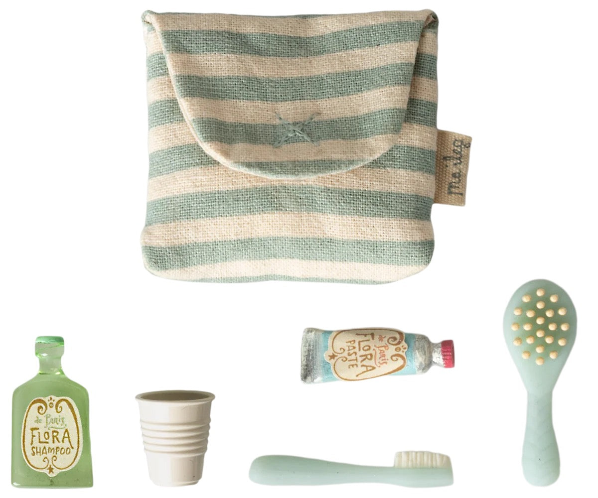 Toothbrush Set In Bag, Blue Stripe