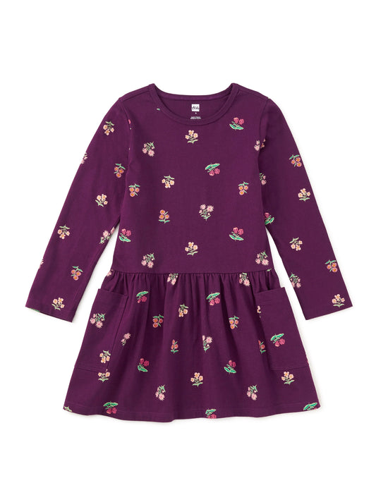 Midnight Posy LS Pocket Dress