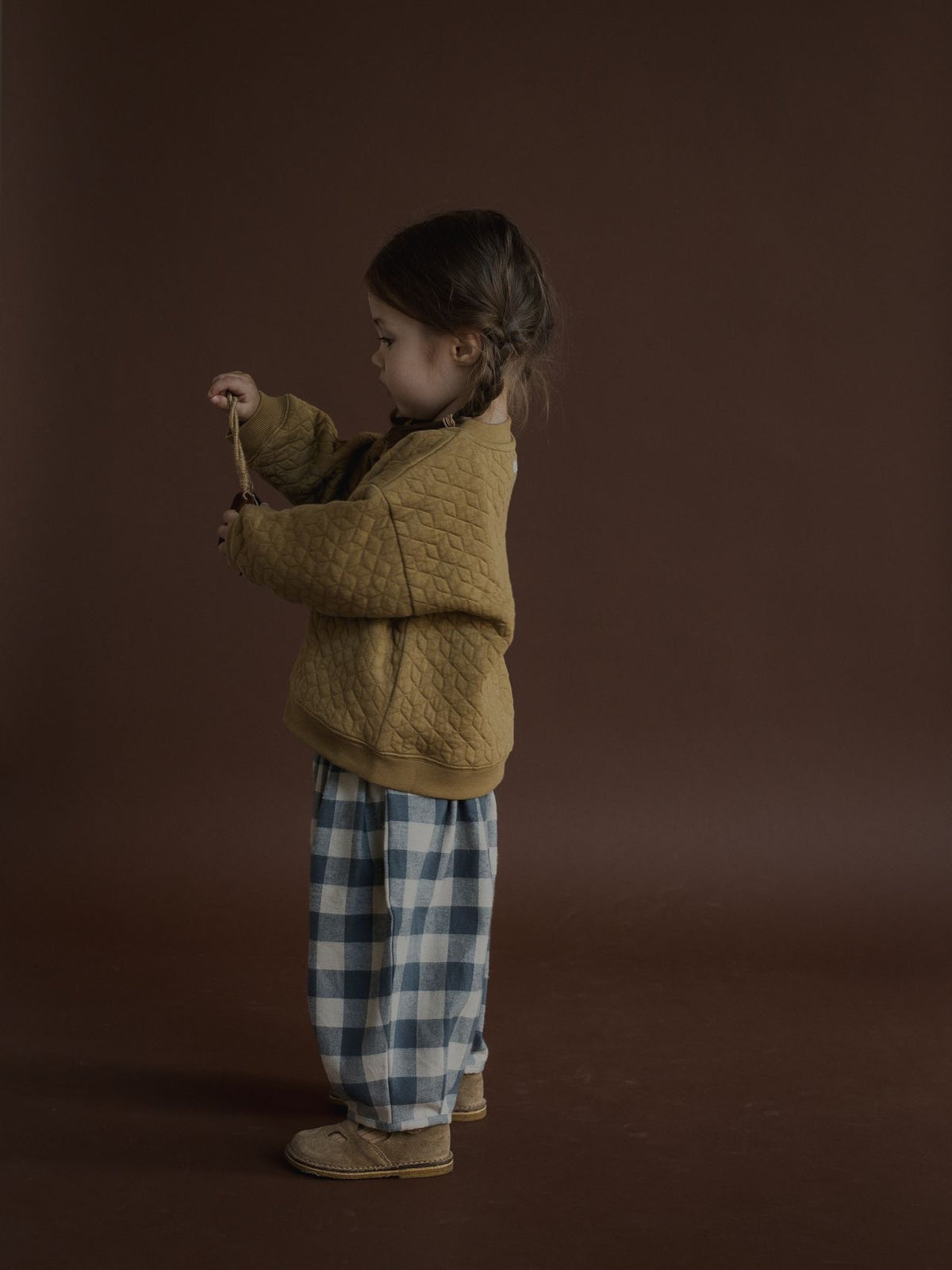 Fog Blue Gingham Lodge Pants