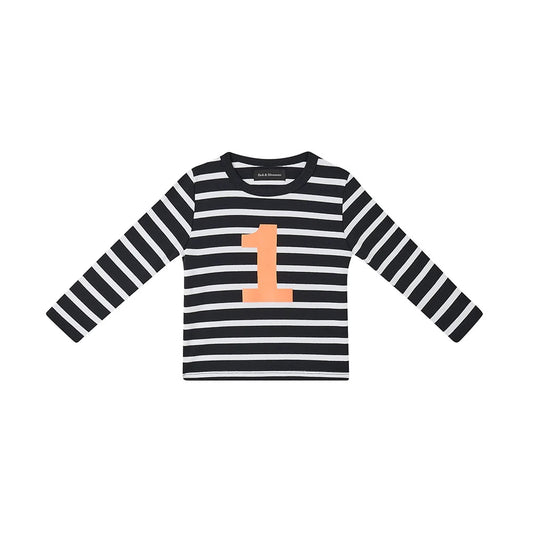 Black/White Striped Number (Orange) Tee