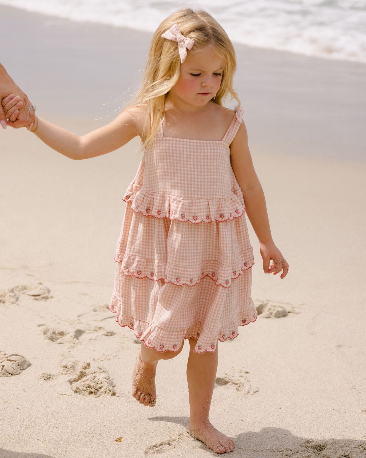 Petal Gingham Ruffled Swing Dress