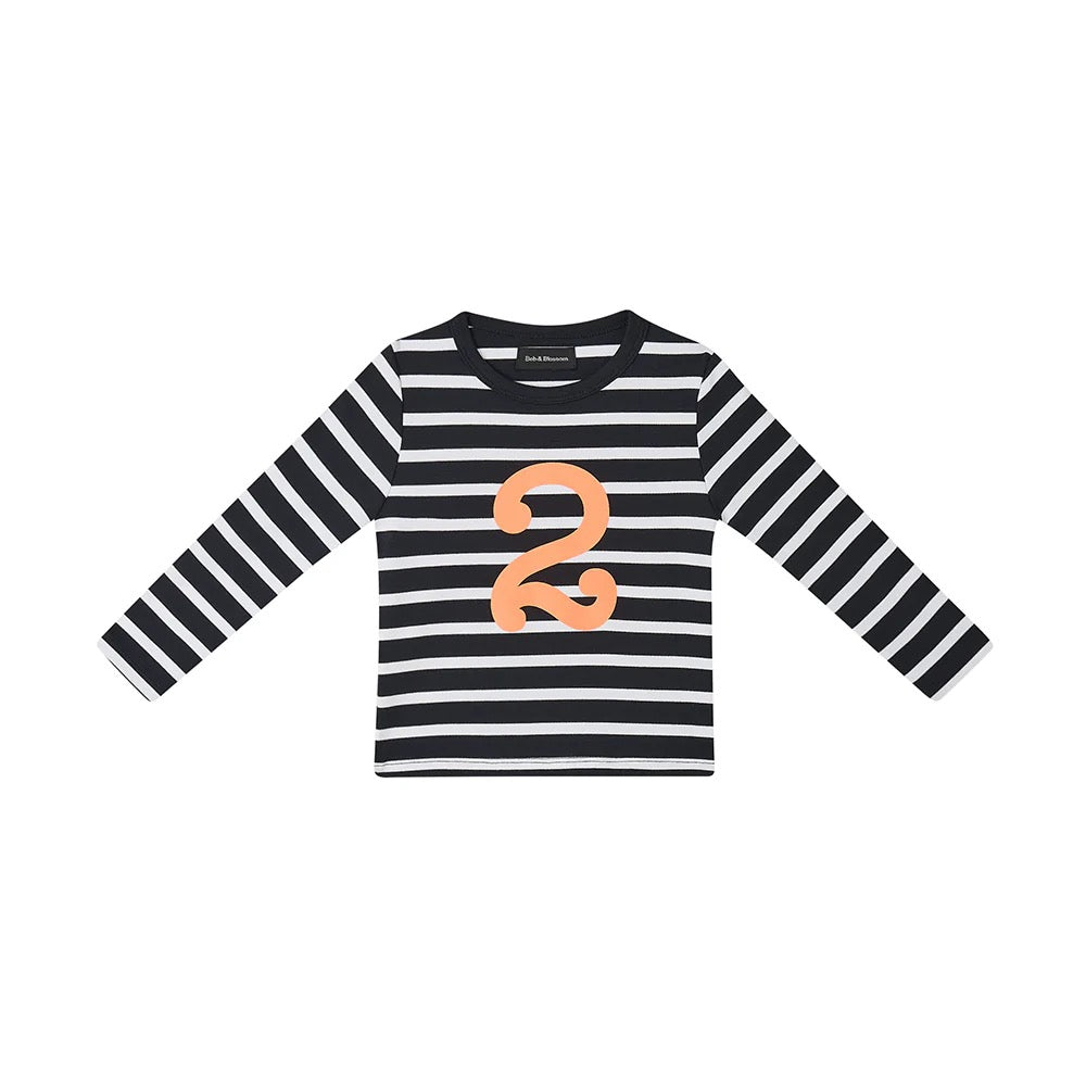 Black/White Striped Number (Orange) Tee