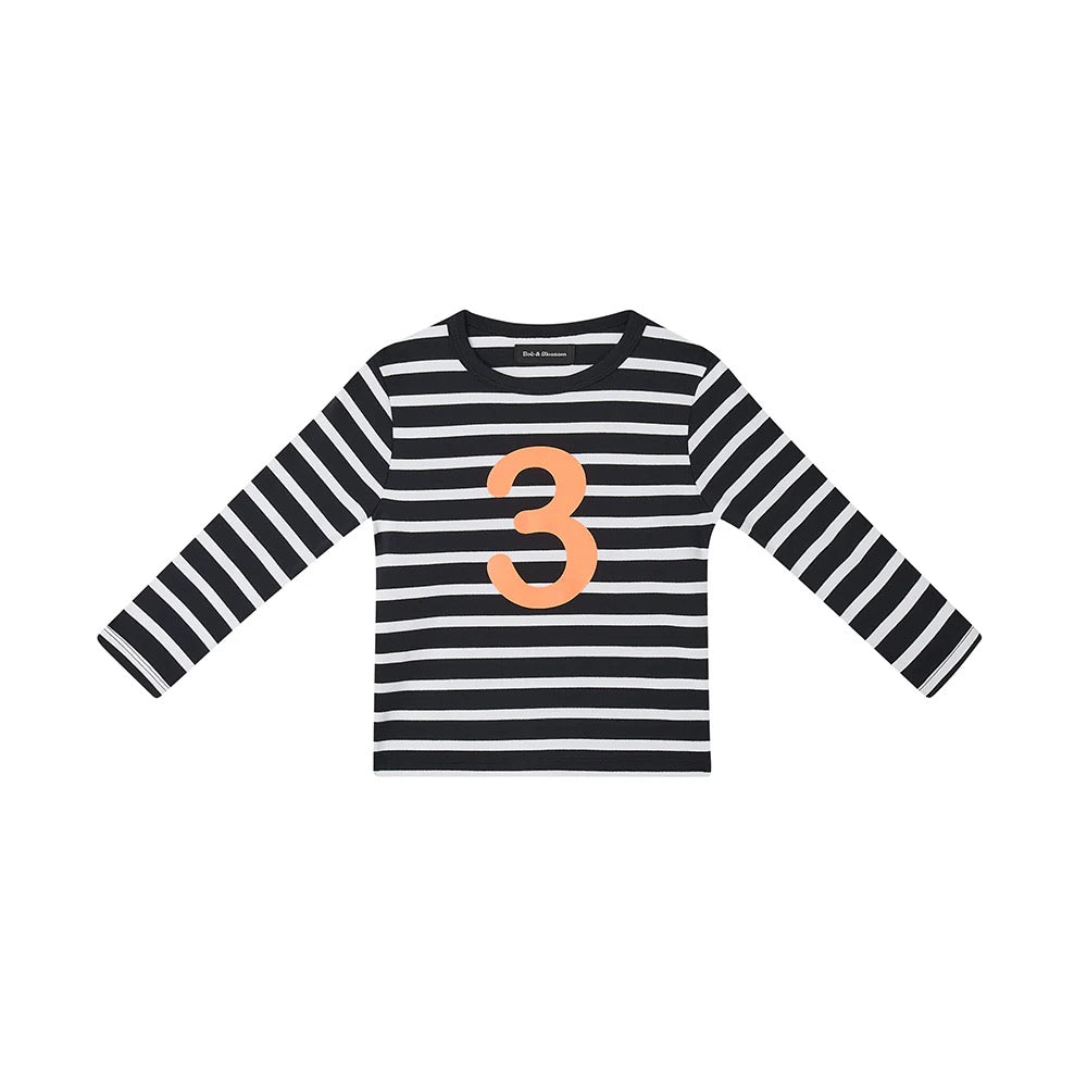 Black/White Striped Number (Orange) Tee