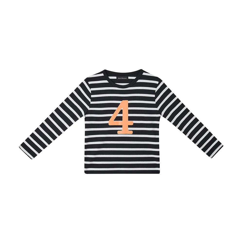 Black/White Striped Number (Orange) Tee