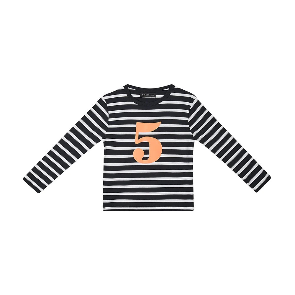 Black/White Striped Number (Orange) Tee