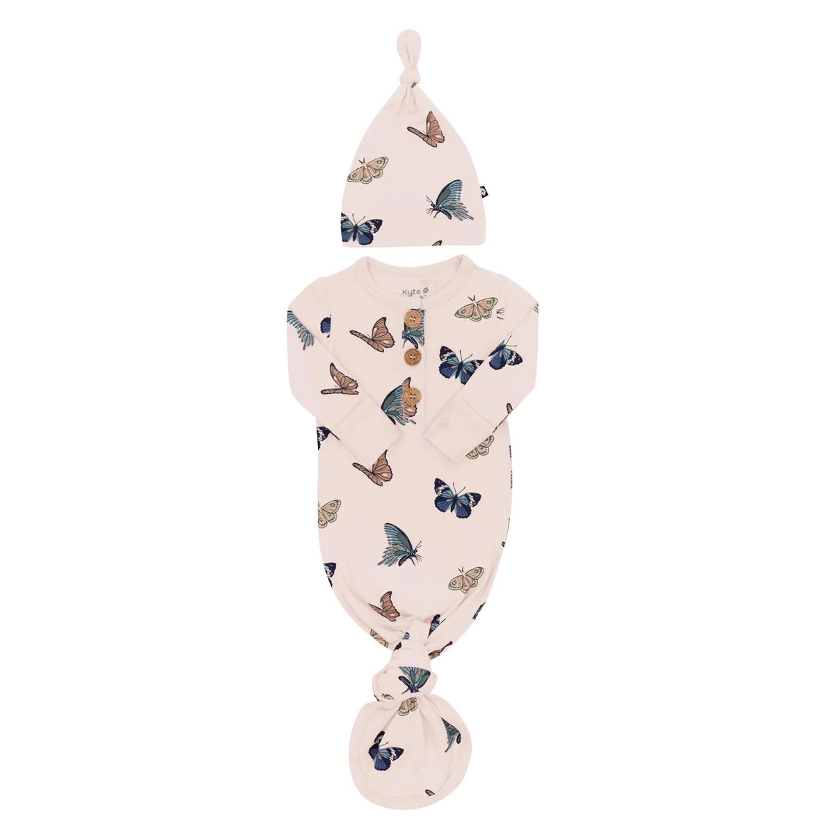 Kyte Blush Butterfly Knotted Gown & Hat