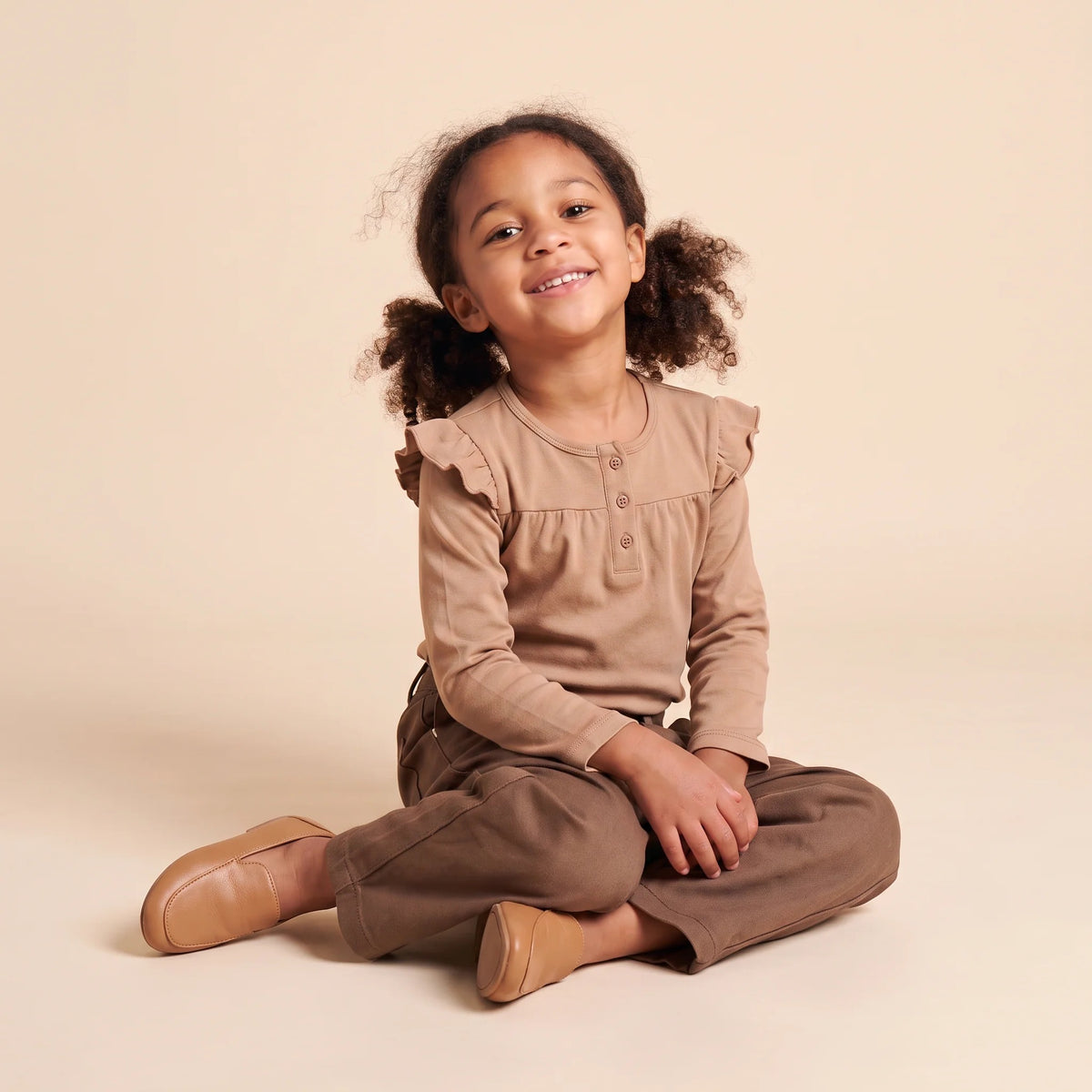 Brown Organic Twill Barrel Pants