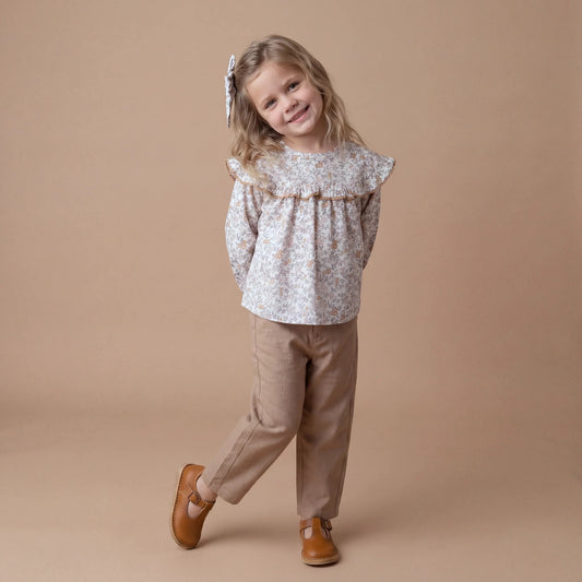 Organic Ruffle Cotton Blouse - Ivy