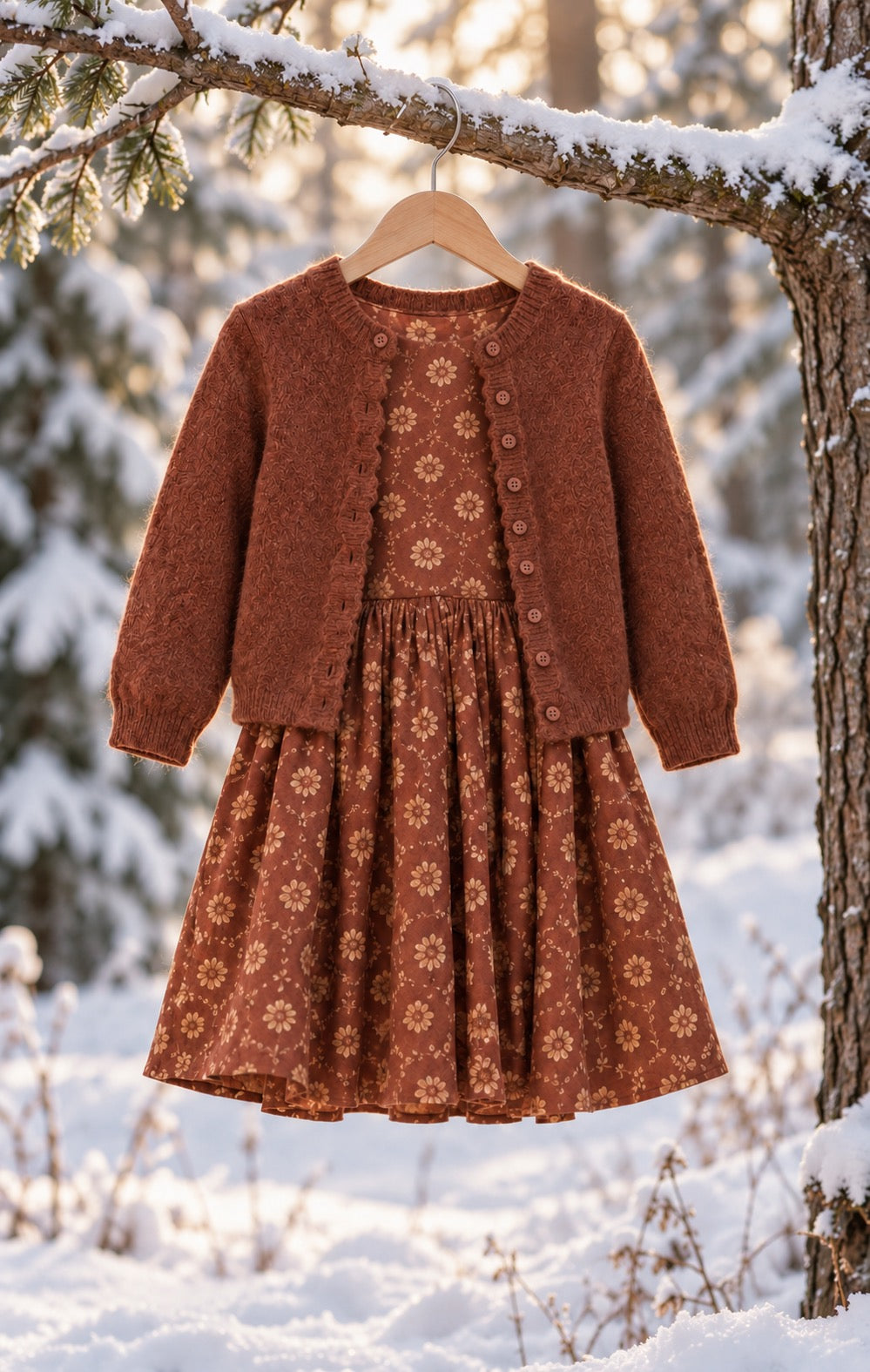 Brick Daisies Rose Dress