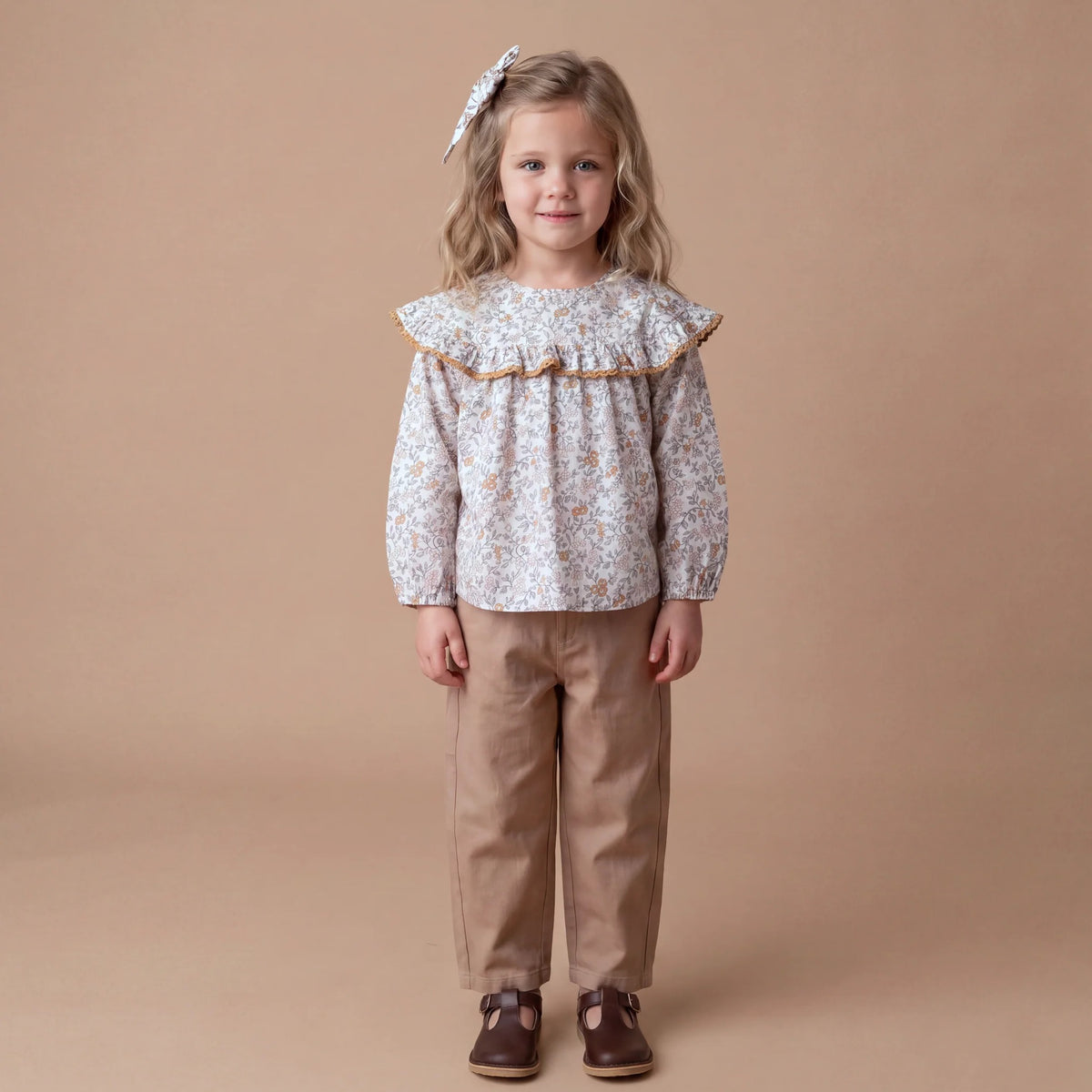 Organic Ruffle Cotton Blouse - Ivy