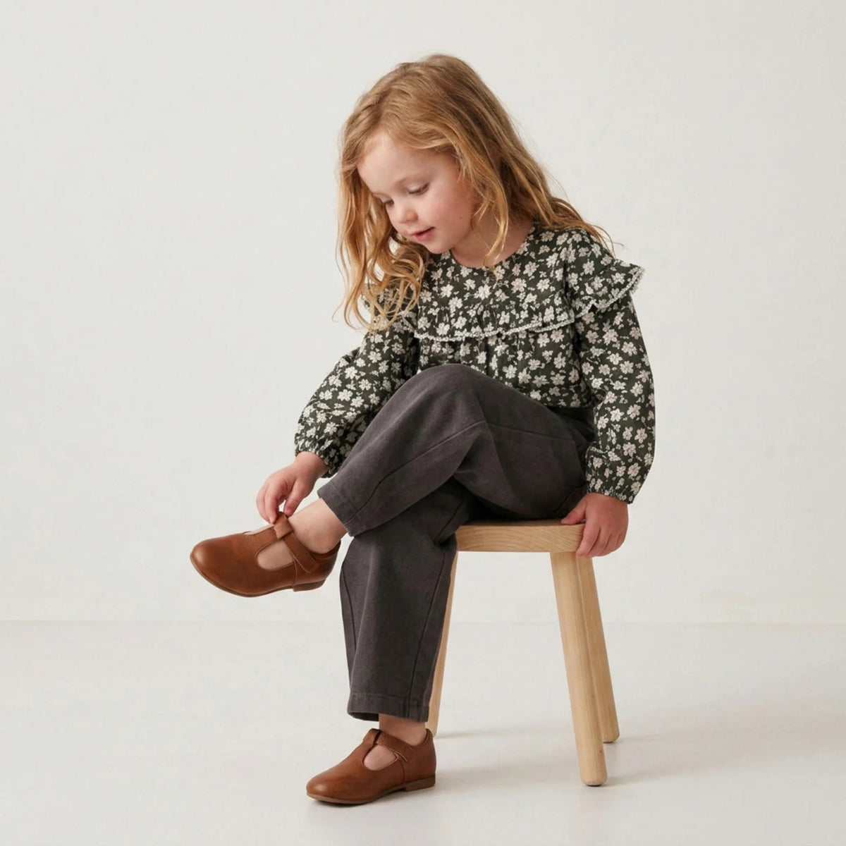 Charcoal Organic Twill Barrel Pants