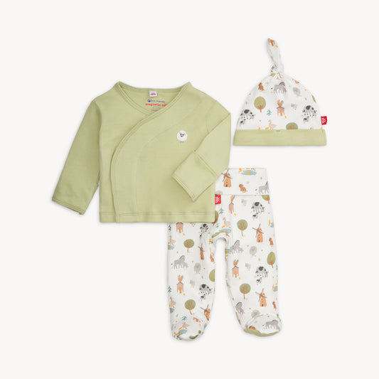 Funny Farm Organic Cotton Kimono 0-3 M Set