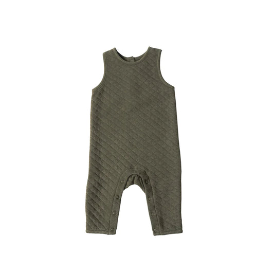 Olive Quilted Cozy Romper Overalls