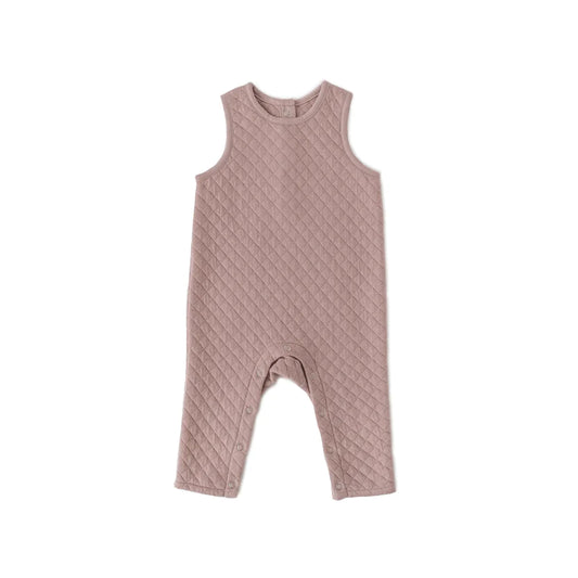 Pale Pink Quilted Cozy Romper Overalls