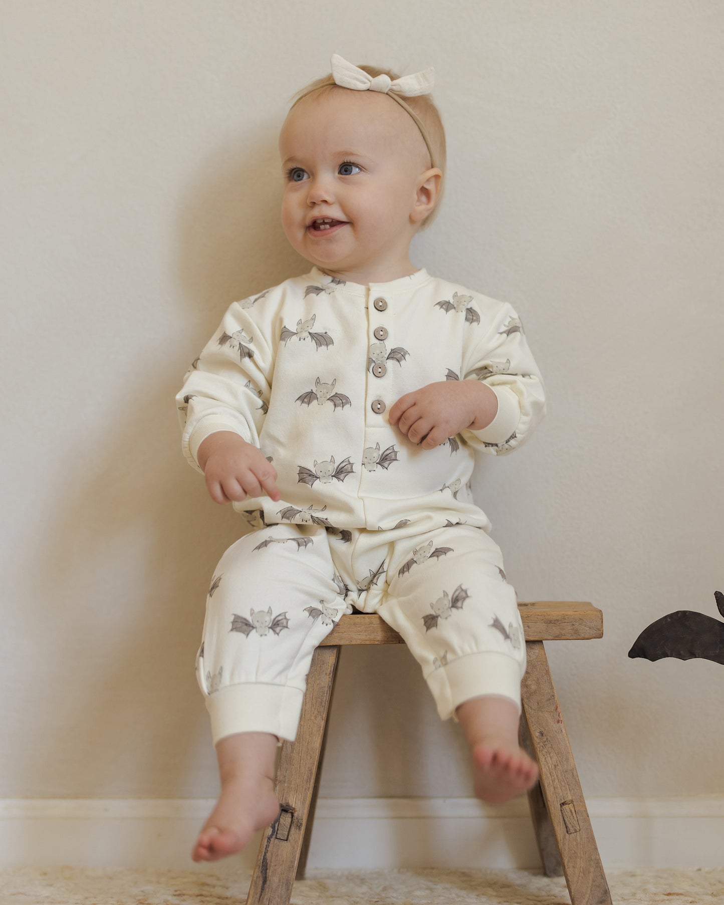 Relaxed Fleece Bats Jumpsuit