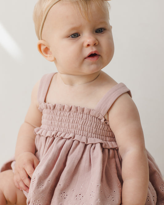Mae Smocked Mauve Bloomer Set