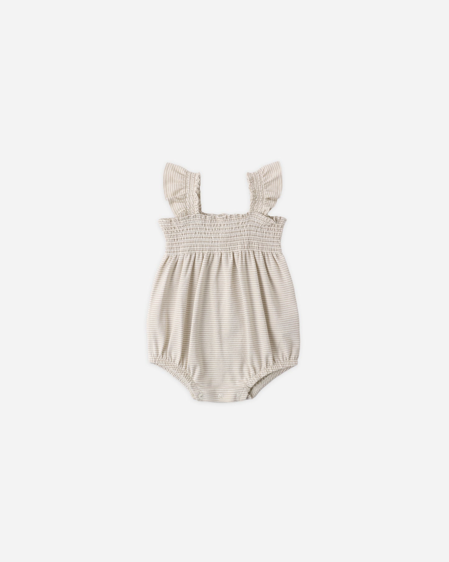 Oat Stripe Ruffle Sleeve Romper