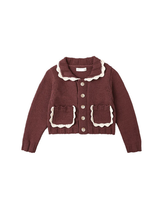 Burgundy Collared Cardigan