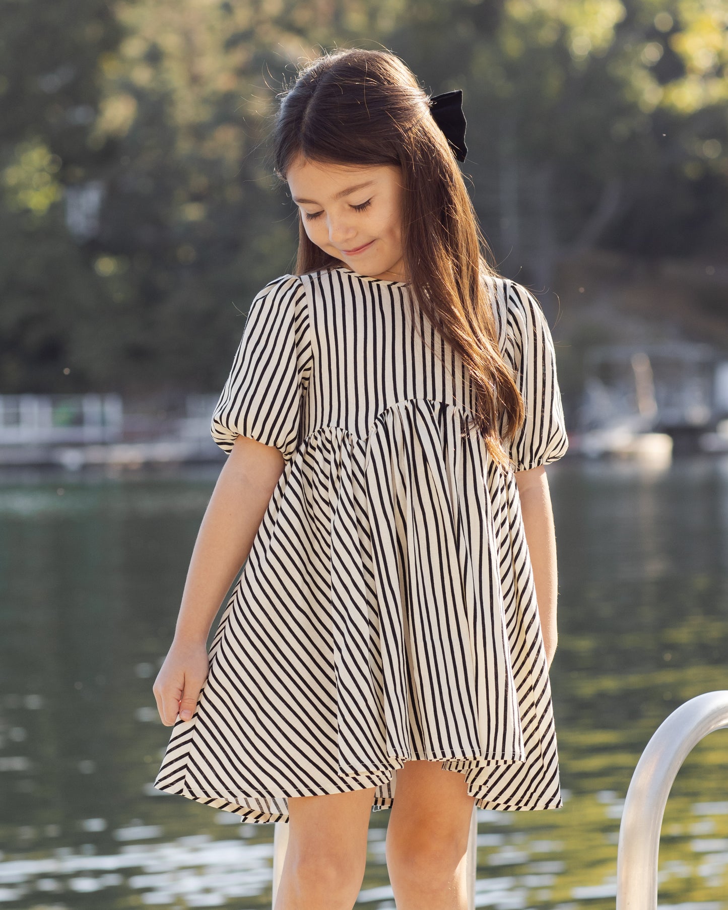 Wavy Stripe Rose Dress