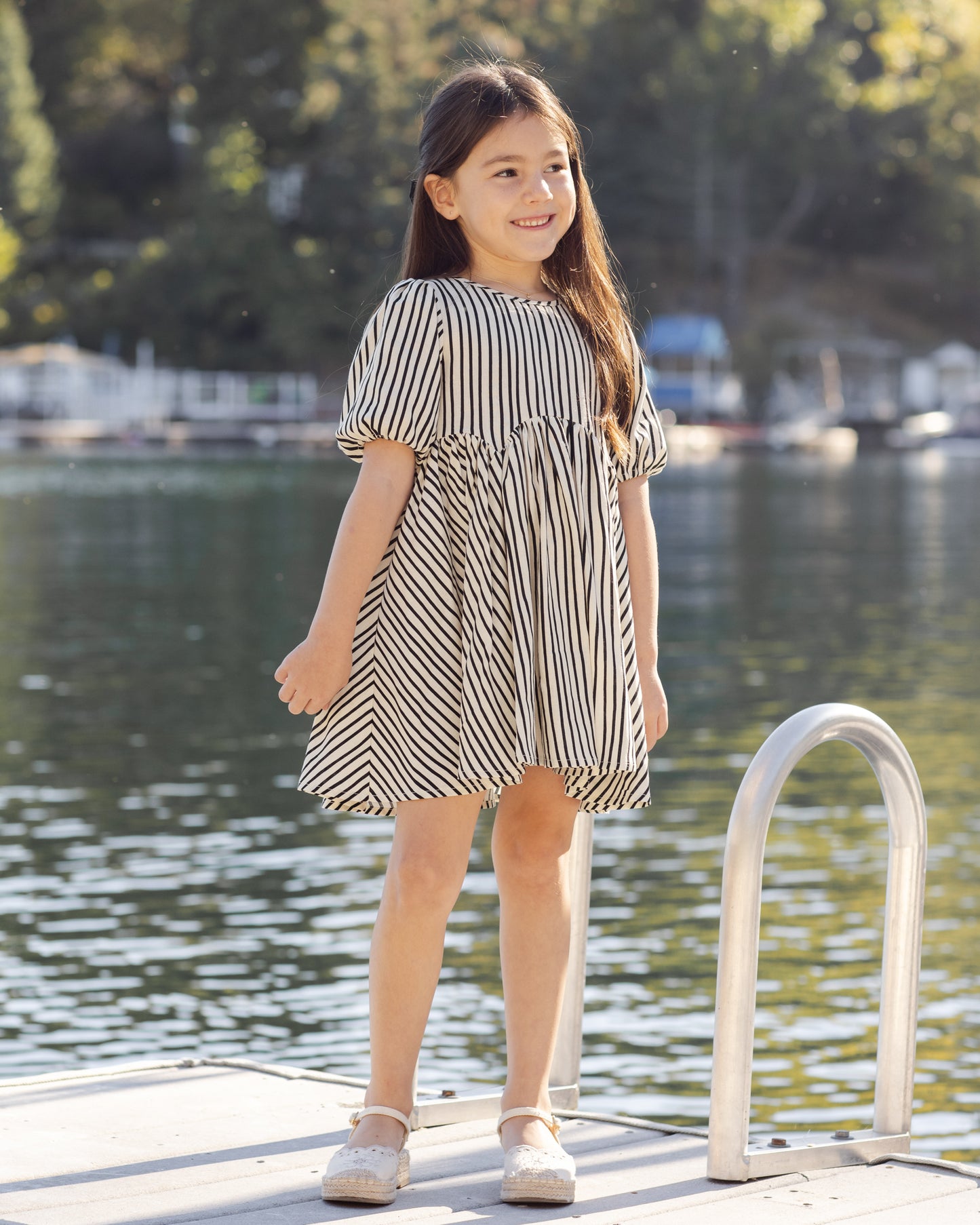 Wavy Stripe Rose Dress
