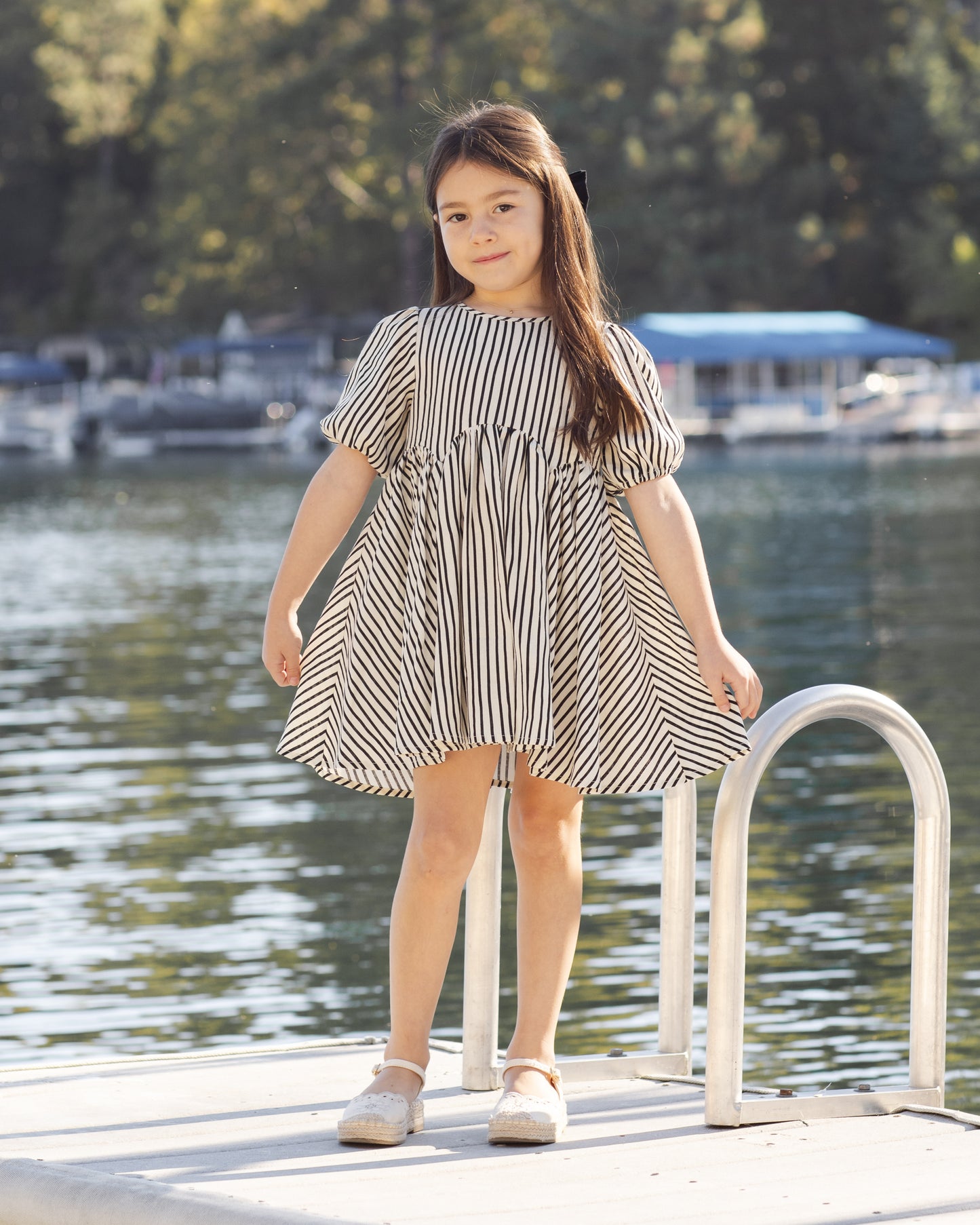 Wavy Stripe Rose Dress