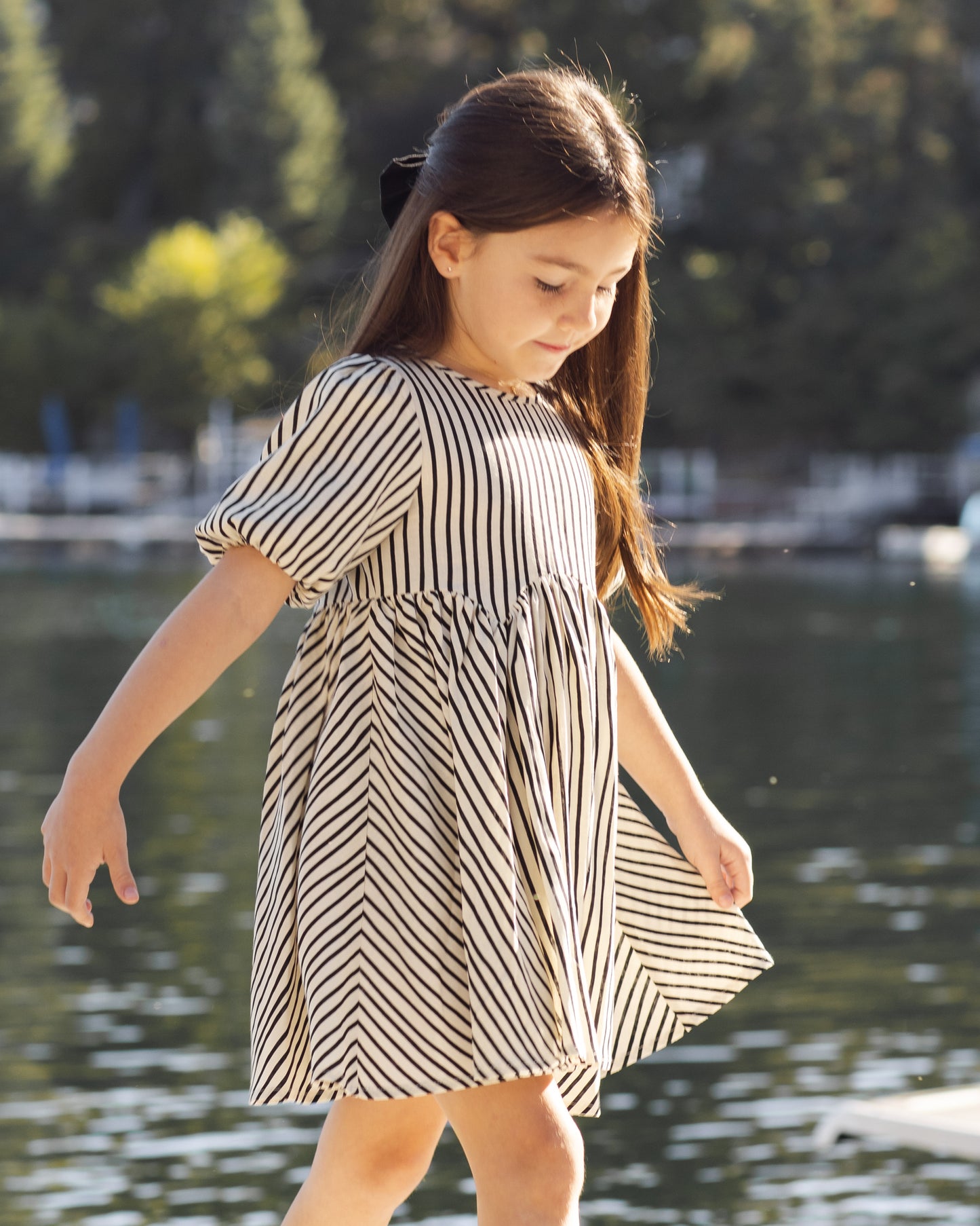 Wavy Stripe Rose Dress
