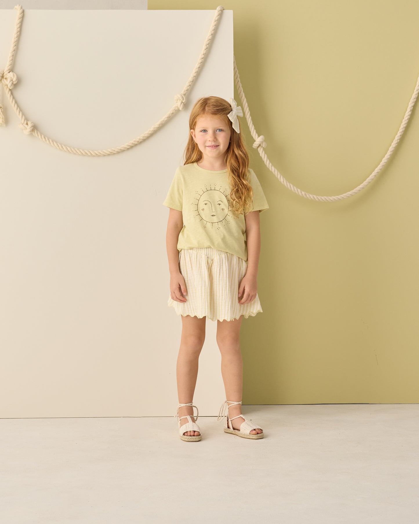 Smocked Citron Stripe Skirt