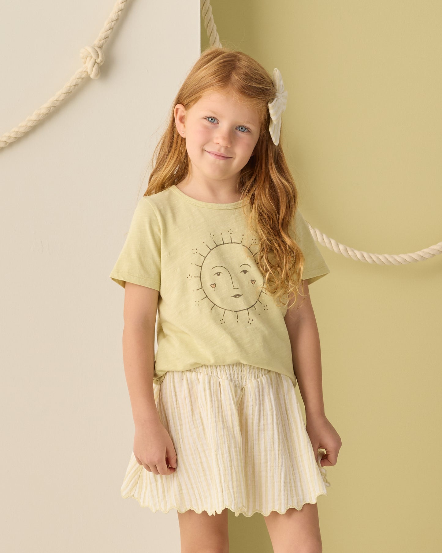 Smocked Citron Stripe Skirt