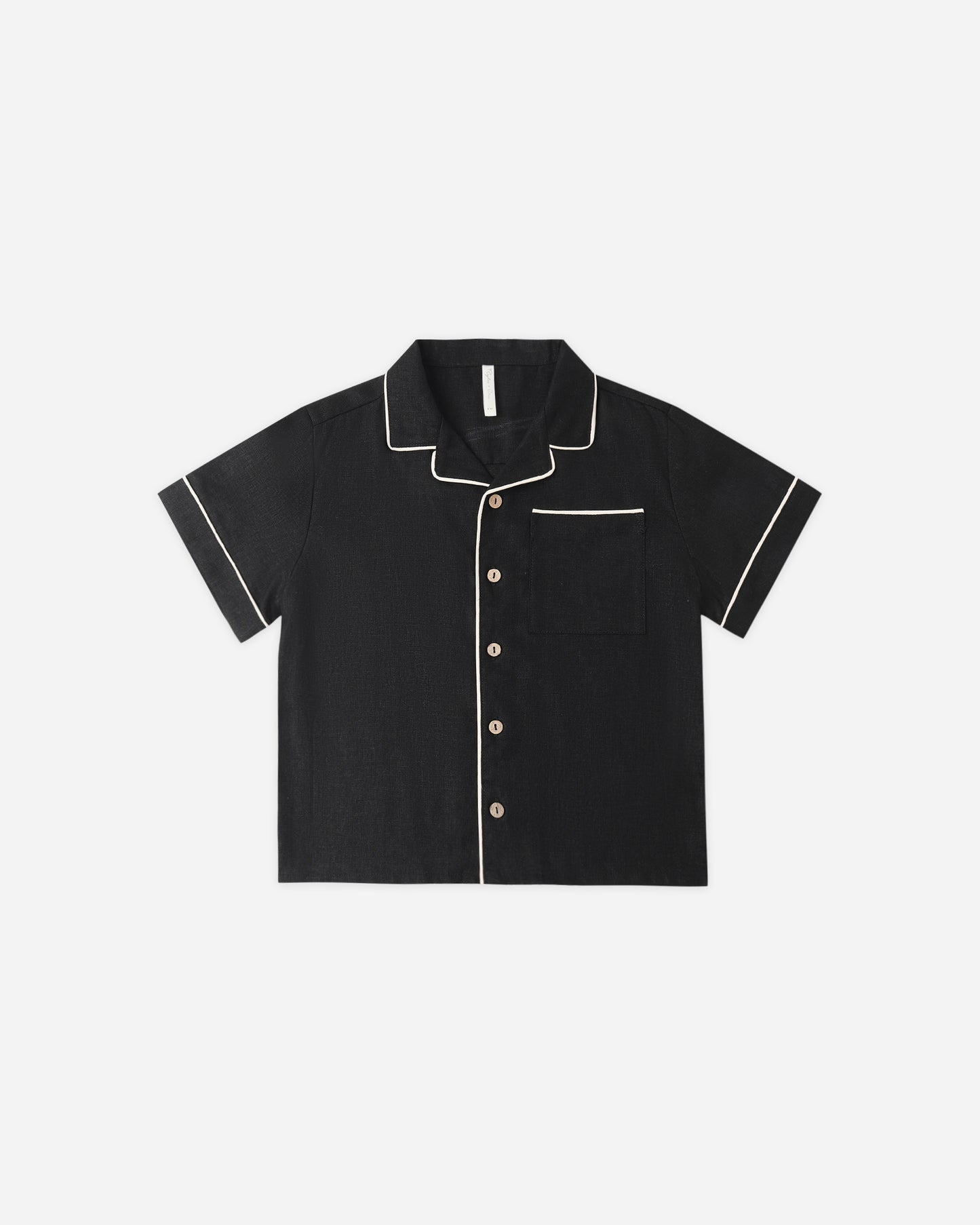 Black Lapel Collared Shirt