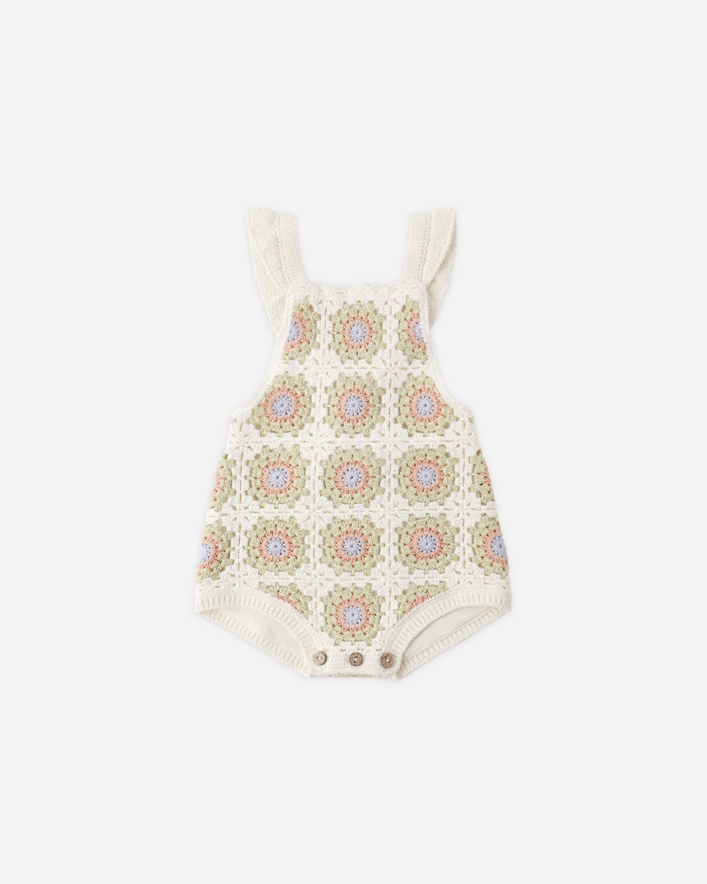 Citron Daisy Check Crochet Romper