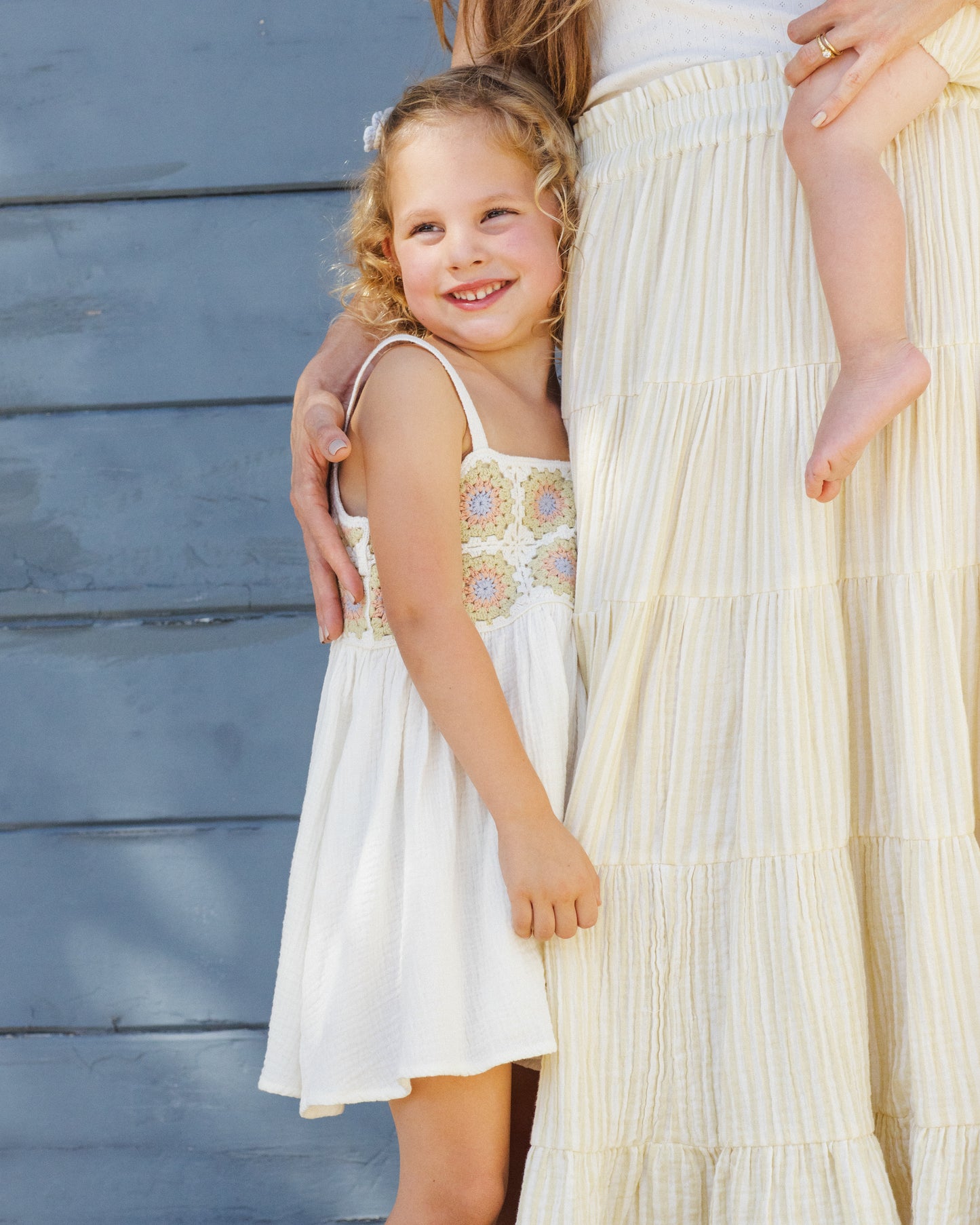 Citron Daisy Check Crochet Dress