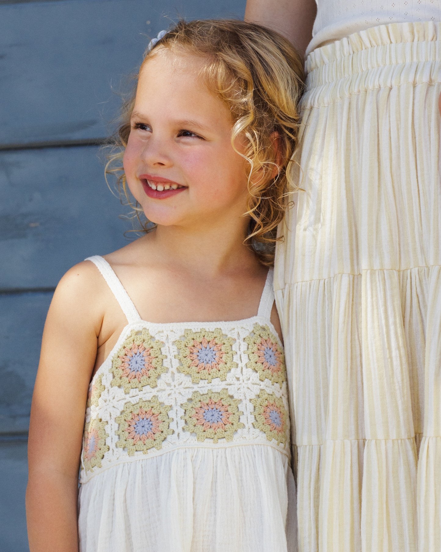 Citron Daisy Check Crochet Dress