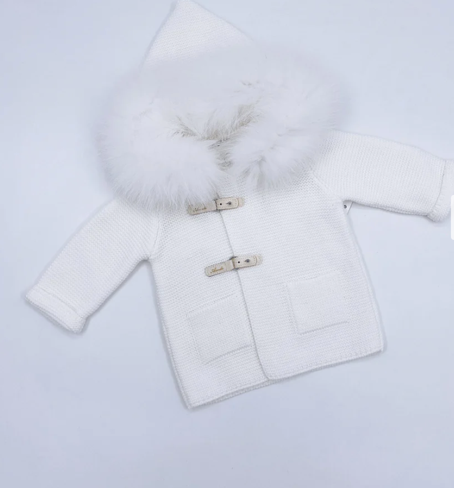 Martin Aranda Ivory Fur-Trimmed Hooded Coat