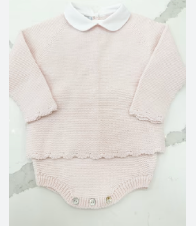 Garter Stitch Round Collar with Diaper Cover-Pink